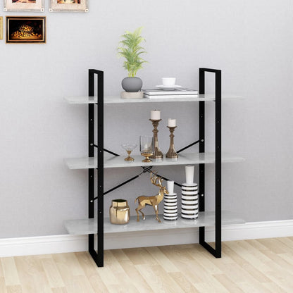 vidaXL Book Cabinet Concrete Grey 100x30x105 cm Engineered Wood