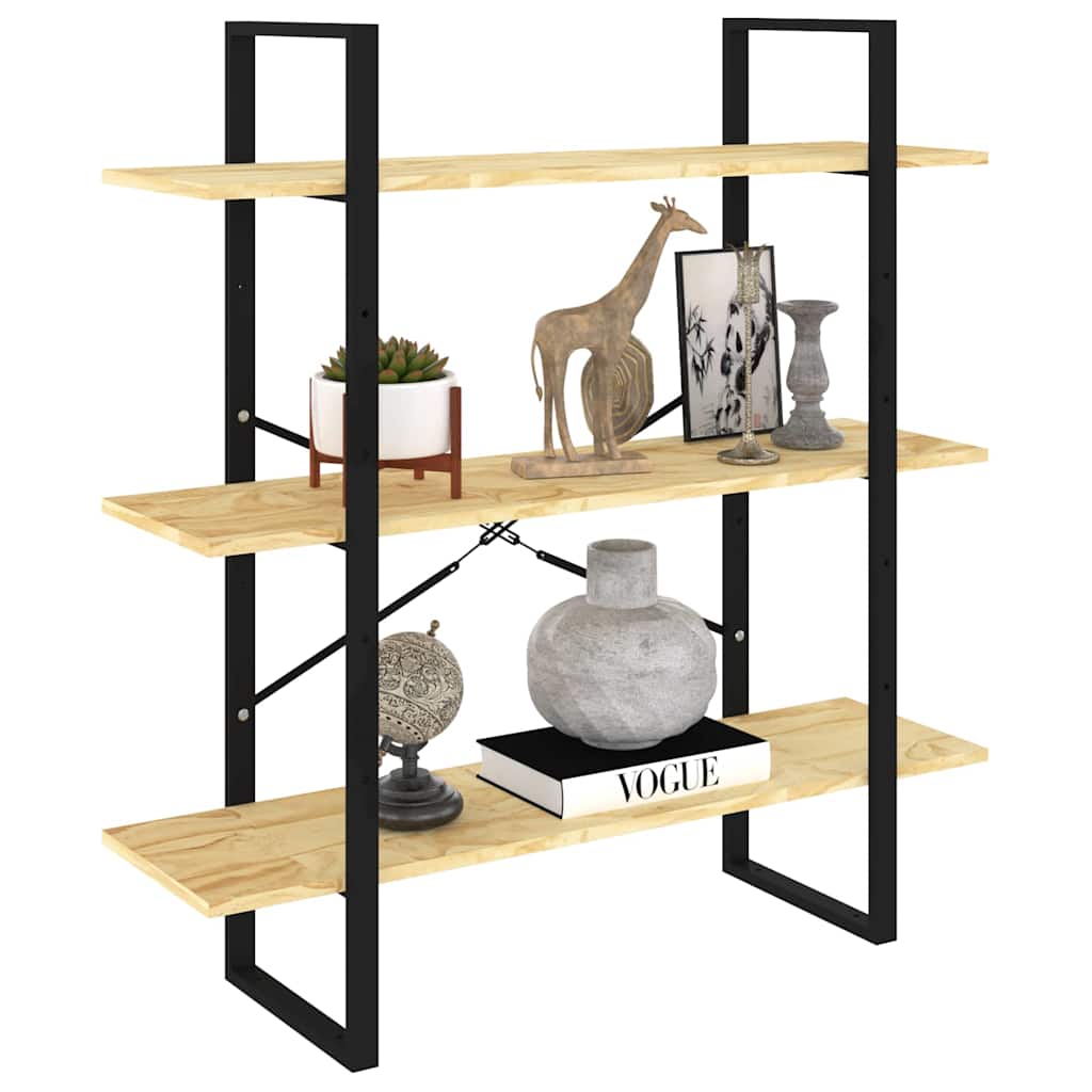 806552 vidaXL 3-Tier Book Cabinet 100x30x105 cm Solid Wood Pine