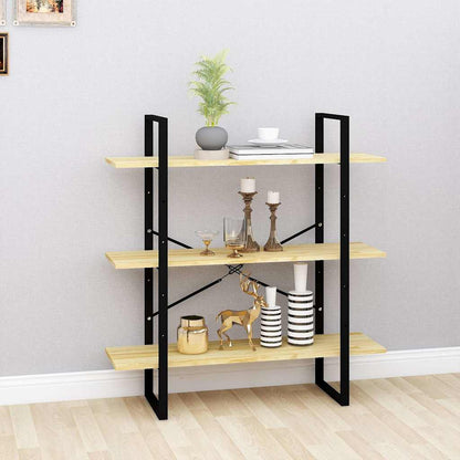 806552 vidaXL 3-Tier Book Cabinet 100x30x105 cm Solid Wood Pine