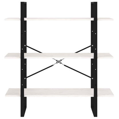 806553 vidaXL 3-Tier Book Cabinet White 100x30x105 cm Solid Wood Pine