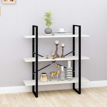 806553 vidaXL 3-Tier Book Cabinet White 100x30x105 cm Solid Wood Pine