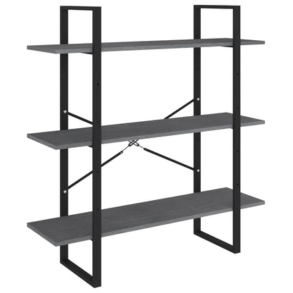 vidaXL 3-Tier Book Cabinet Grey 100x30x105 cm Solid Pine Wood