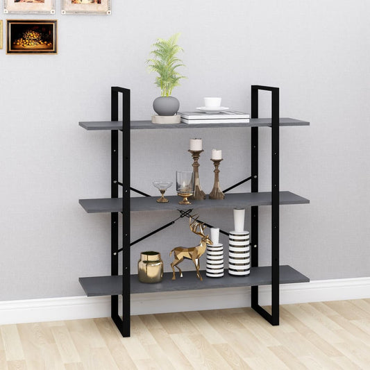 vidaXL 3-Tier Book Cabinet Grey 100x30x105 cm Solid Pine Wood