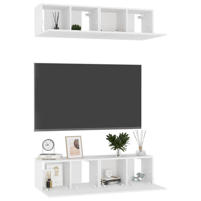 vidaXL 4 Piece TV Cabinet Set White 60x30x30 cm Engineered Wood