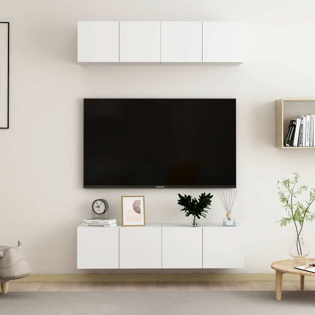 vidaXL 4 Piece TV Cabinet Set White 60x30x30 cm Engineered Wood
