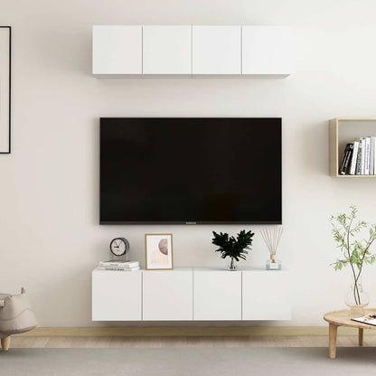 vidaXL 4 Piece TV Cabinet Set White 60x30x30 cm Engineered Wood