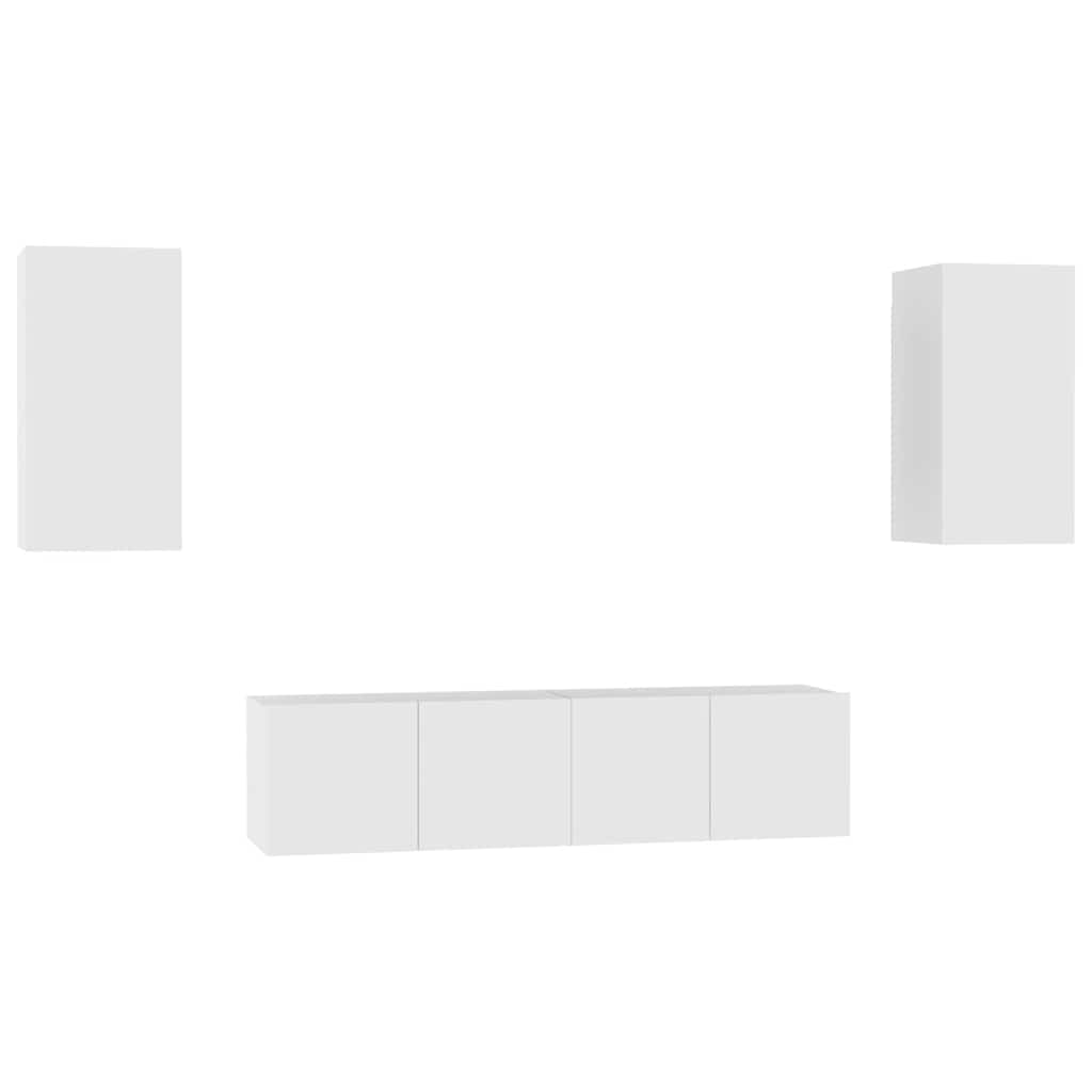 vidaXL 4 Piece TV Cabinet Set White Engineered Wood