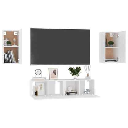 vidaXL 4 Piece TV Cabinet Set White Engineered Wood