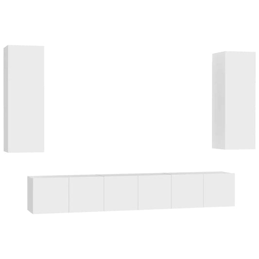 vidaXL 5 Piece TV Cabinet Set White Engineered Wood