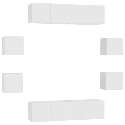 vidaXL 8 Piece TV Cabinet Set White Engineered Wood