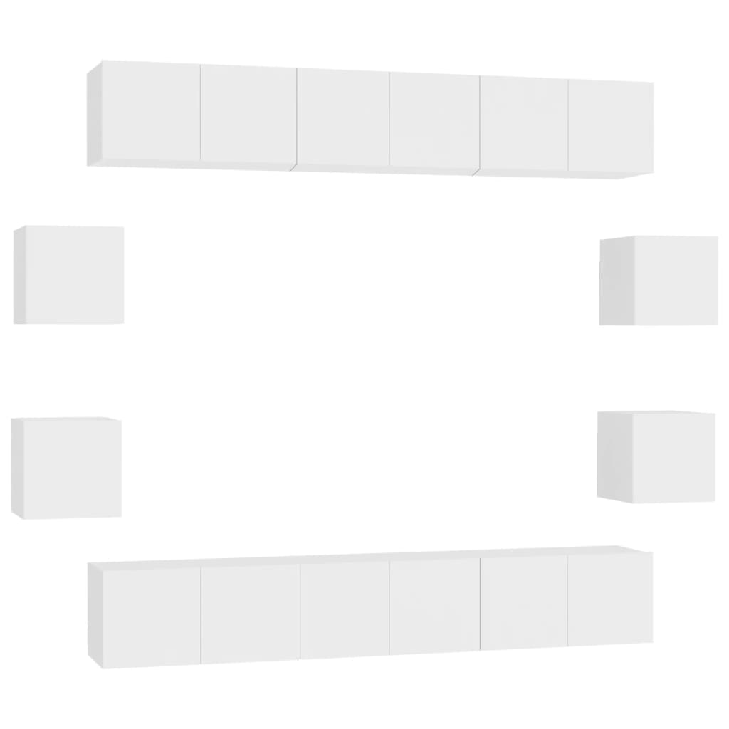 vidaXL 10 Piece TV Cabinet Set White Engineered Wood