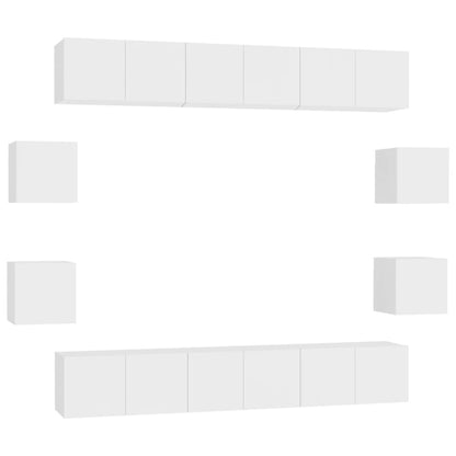 vidaXL 10 Piece TV Cabinet Set White Engineered Wood
