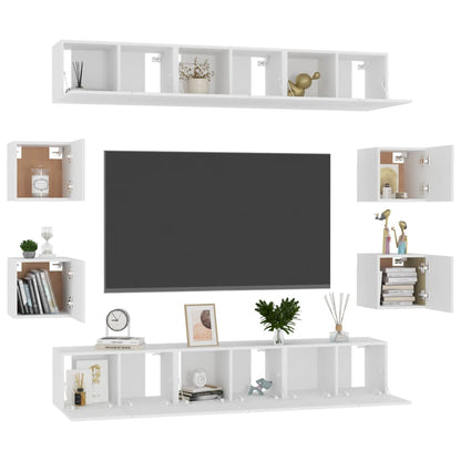 vidaXL 10 Piece TV Cabinet Set White Engineered Wood