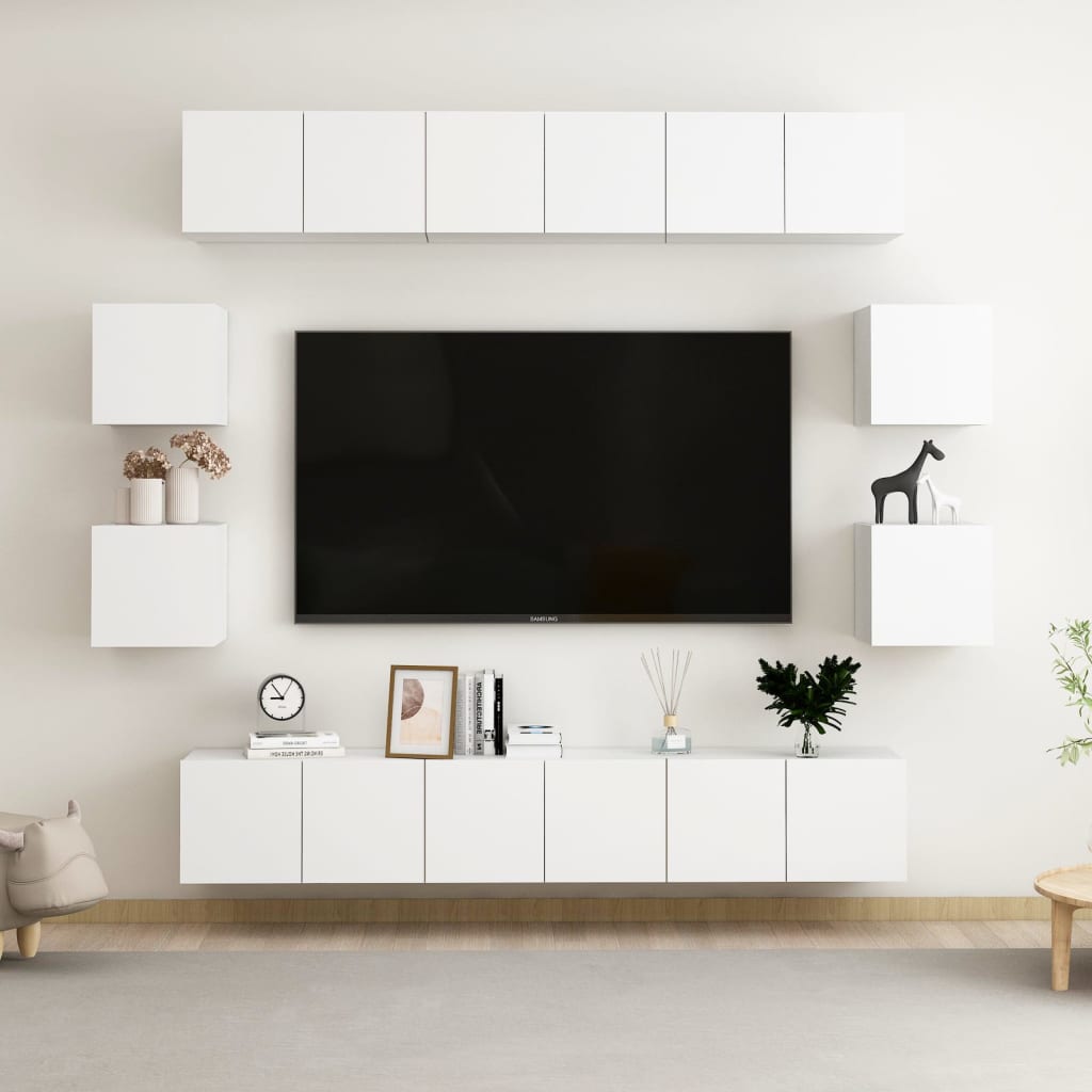 vidaXL 10 Piece TV Cabinet Set White Engineered Wood