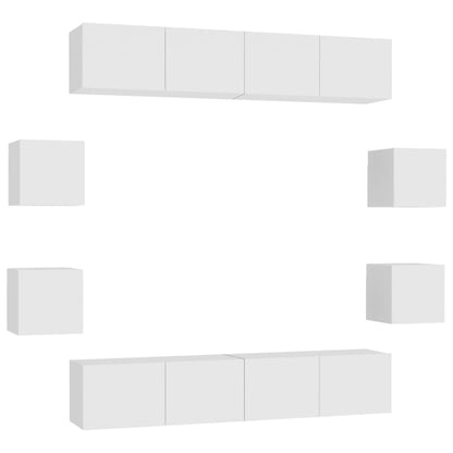 vidaXL 8 Piece TV Cabinet Set White Engineered Wood