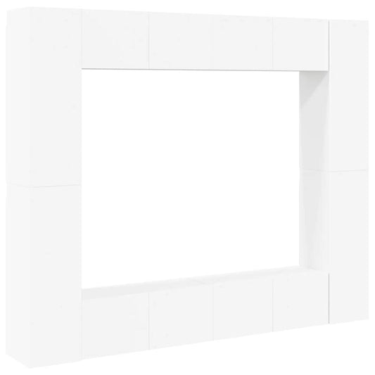 vidaXL 8 Piece TV Cabinet Set White Engineered Wood