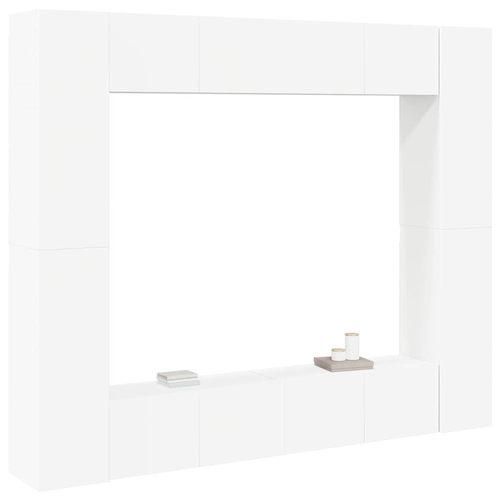 vidaXL 8 Piece TV Cabinet Set White Engineered Wood