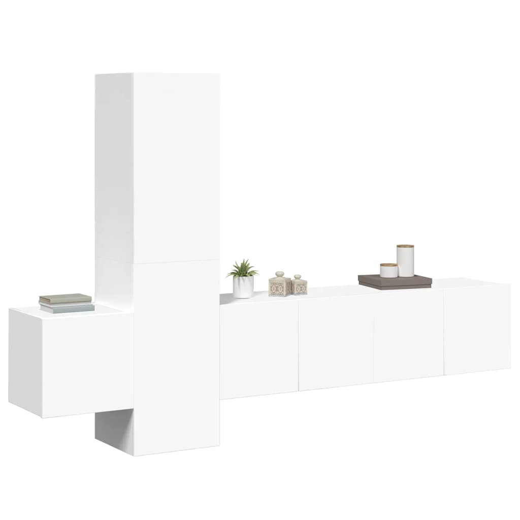 vidaXL 5 Piece TV Cabinet Set White Engineered Wood