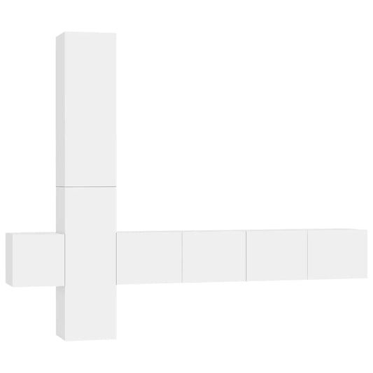 vidaXL 5 Piece TV Cabinet Set White Engineered Wood