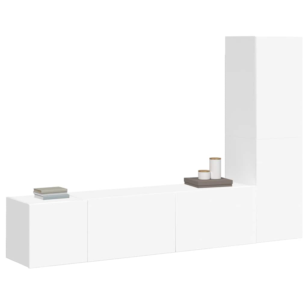 vidaXL 3 Piece TV Cabinet Set White Engineered Wood