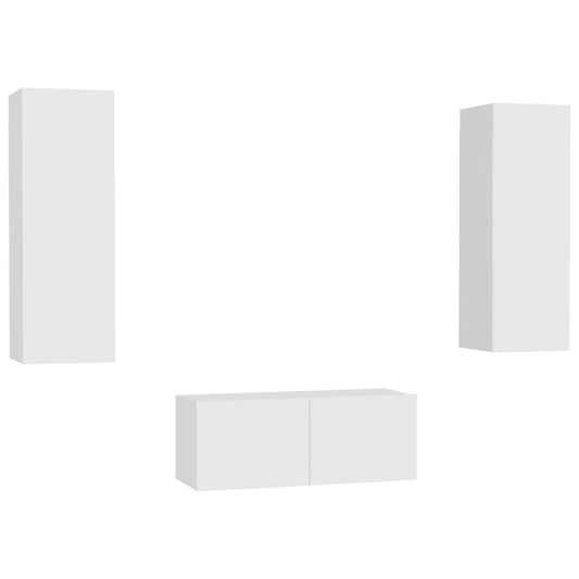 vidaXL 3 Piece TV Cabinet Set White Engineered Wood