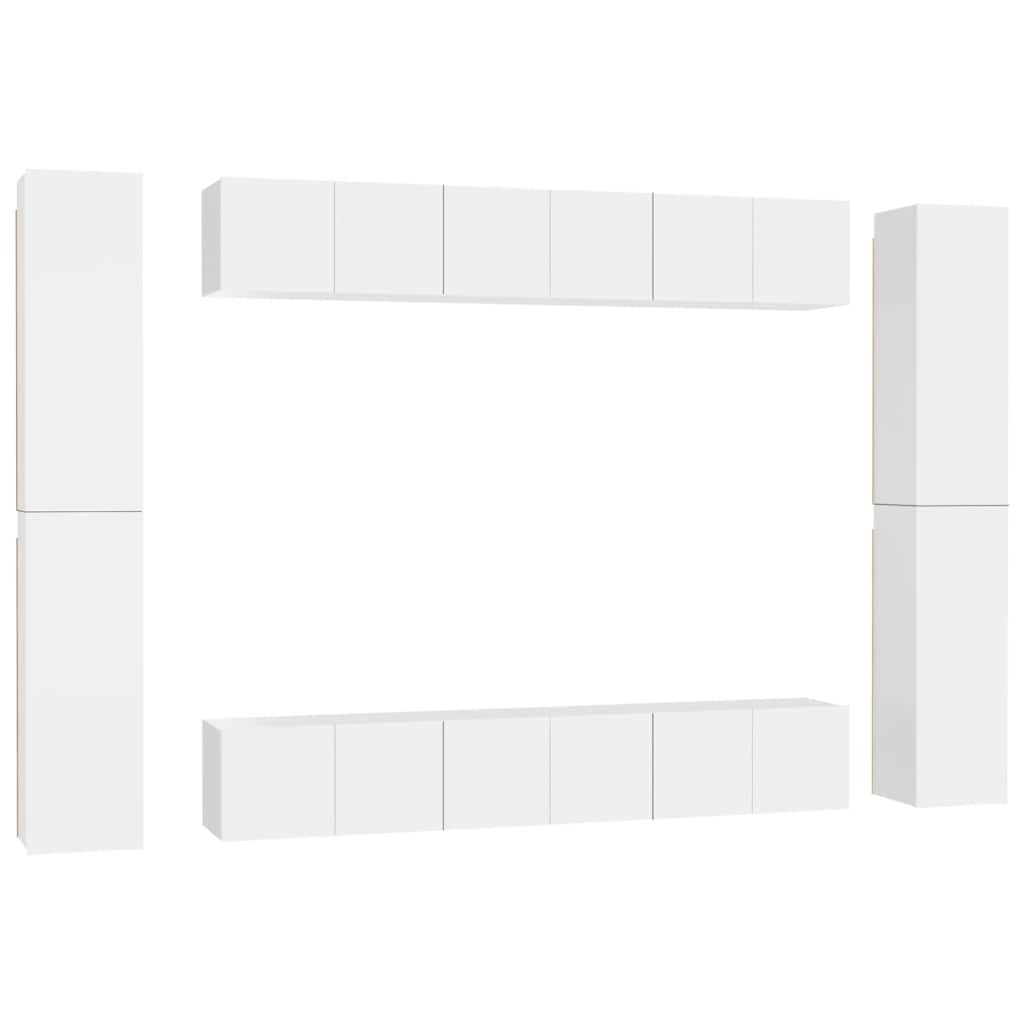 vidaXL 10 Piece TV Cabinet Set White Engineered Wood