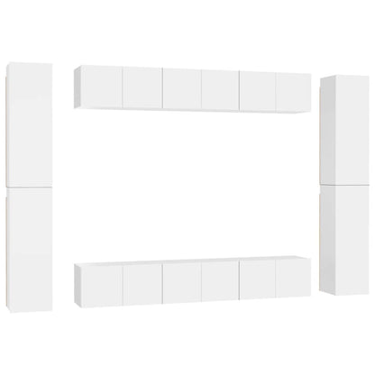 vidaXL 10 Piece TV Cabinet Set White Engineered Wood
