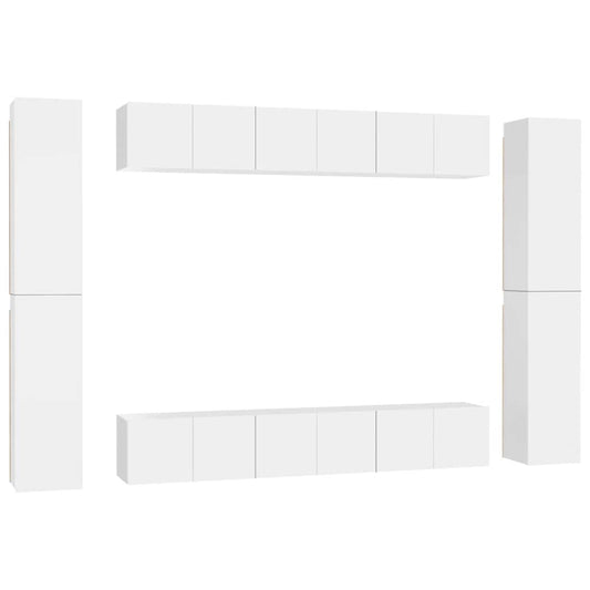 vidaXL 10 Piece TV Cabinet Set White Engineered Wood