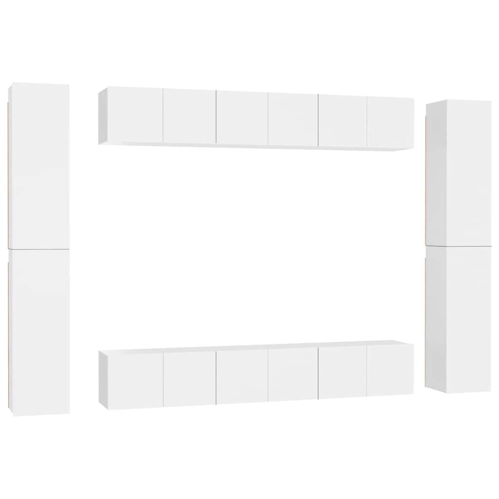 vidaXL 10 Piece TV Cabinet Set White Engineered Wood