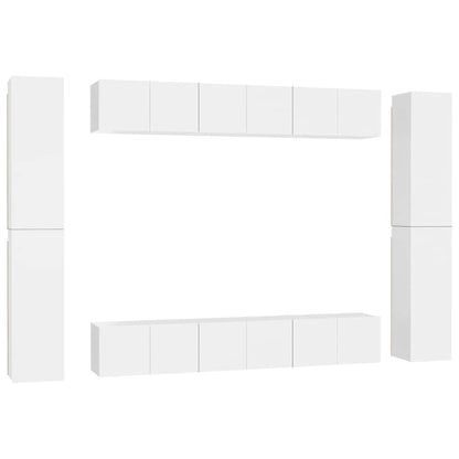 vidaXL 10 Piece TV Cabinet Set White Engineered Wood
