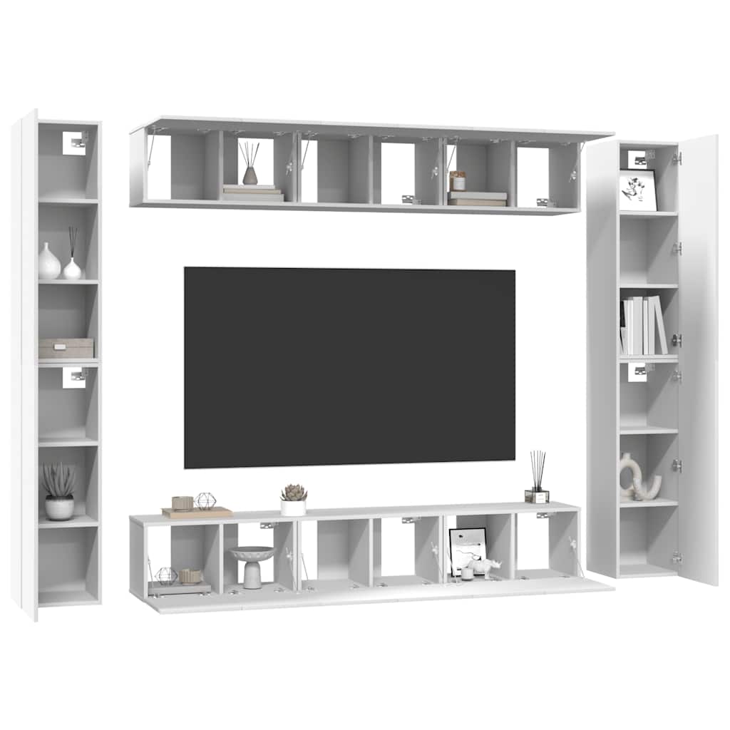 vidaXL 10 Piece TV Cabinet Set White Engineered Wood