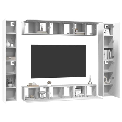 vidaXL 10 Piece TV Cabinet Set White Engineered Wood