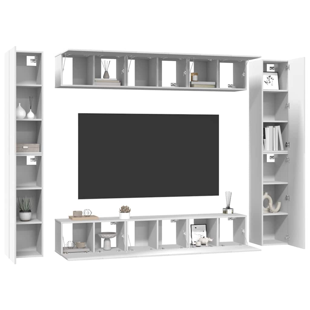 vidaXL 10 Piece TV Cabinet Set White Engineered Wood