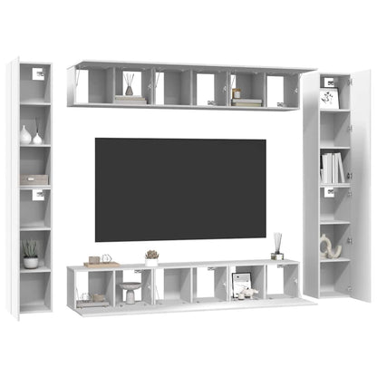 vidaXL 10 Piece TV Cabinet Set White Engineered Wood