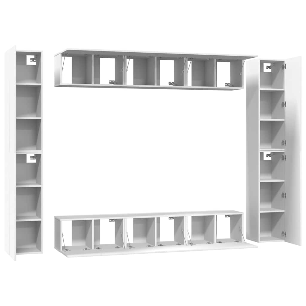 vidaXL 10 Piece TV Cabinet Set White Engineered Wood