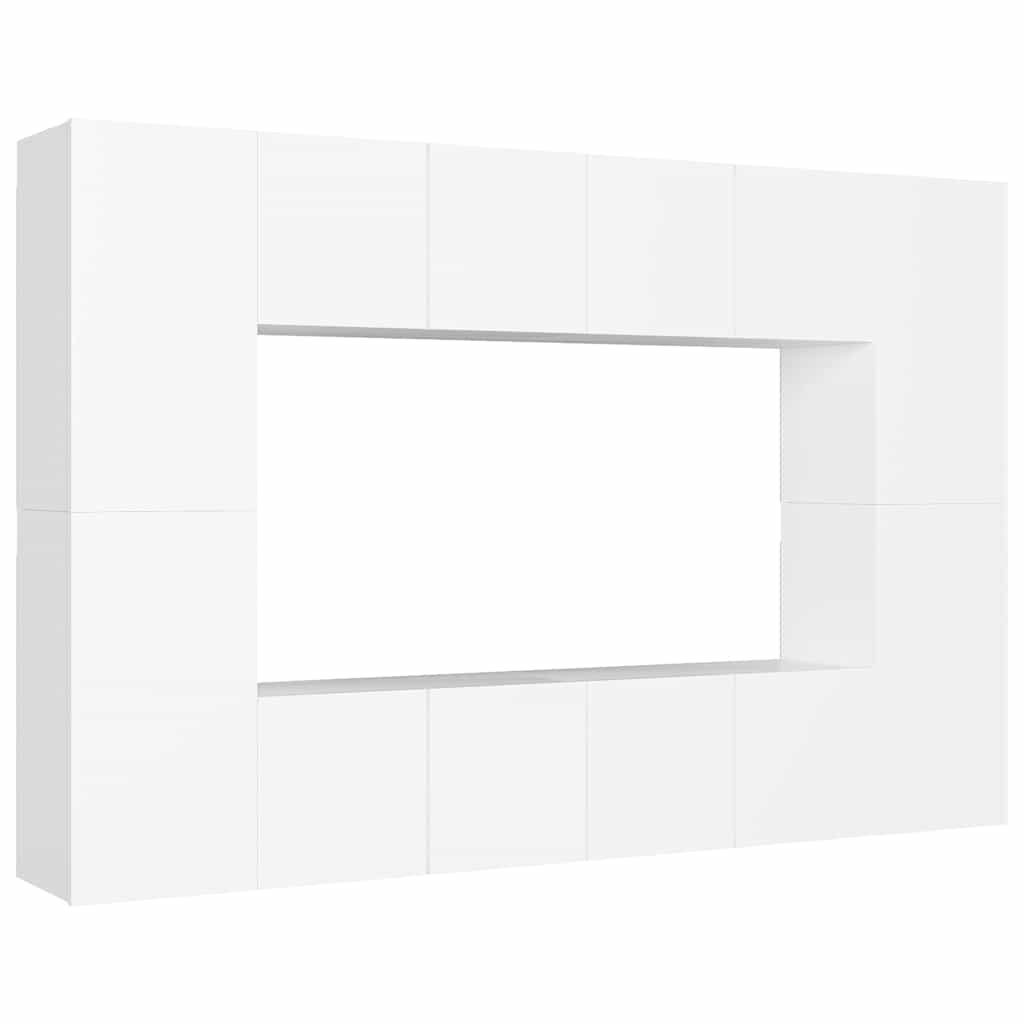 vidaXL 8 Piece TV Cabinet Set White Engineered Wood