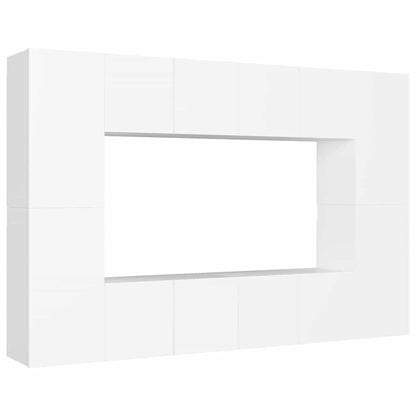vidaXL 8 Piece TV Cabinet Set White Engineered Wood