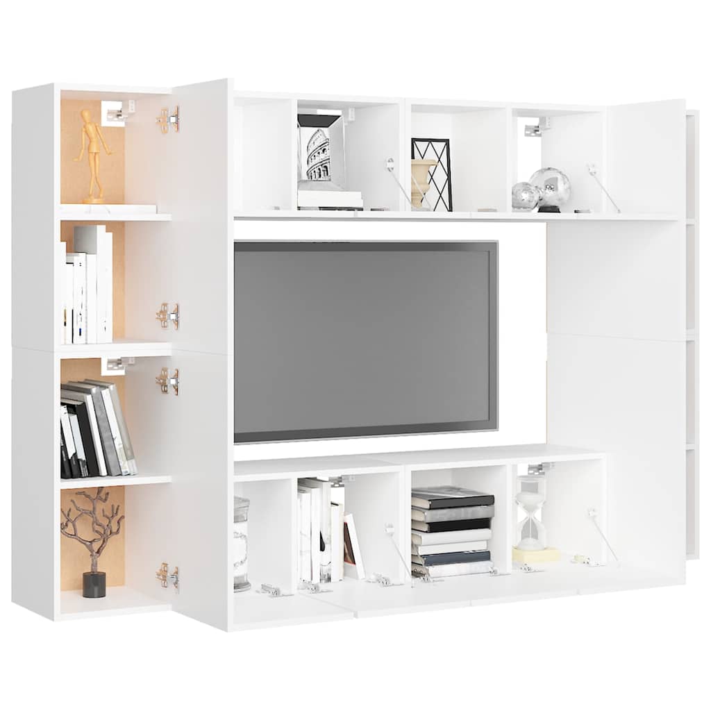 vidaXL 8 Piece TV Cabinet Set White Engineered Wood