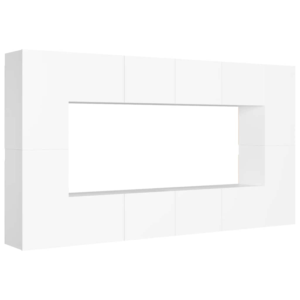 vidaXL 8 Piece TV Cabinet Set White Engineered Wood