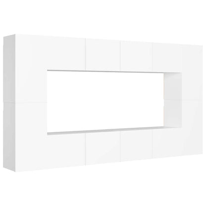 vidaXL 8 Piece TV Cabinet Set White Engineered Wood