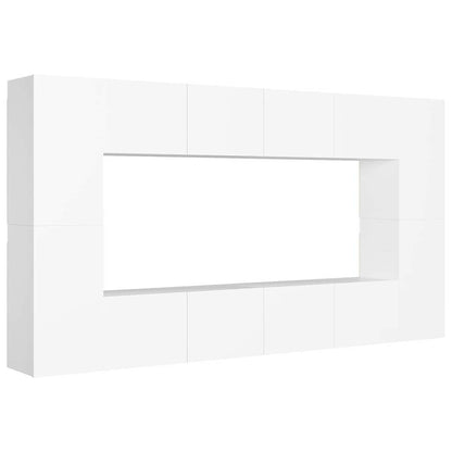 vidaXL 8 Piece TV Cabinet Set White Engineered Wood