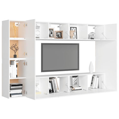 vidaXL 8 Piece TV Cabinet Set White Engineered Wood