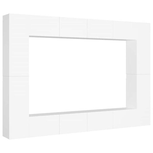 vidaXL 8 Piece TV Cabinet Set White Engineered Wood