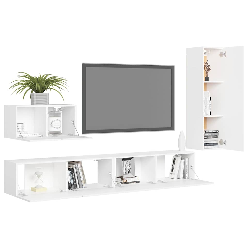 vidaXL TV Cabinet Set | White | Engineered wood | TV Cabinet Set | Rectangular