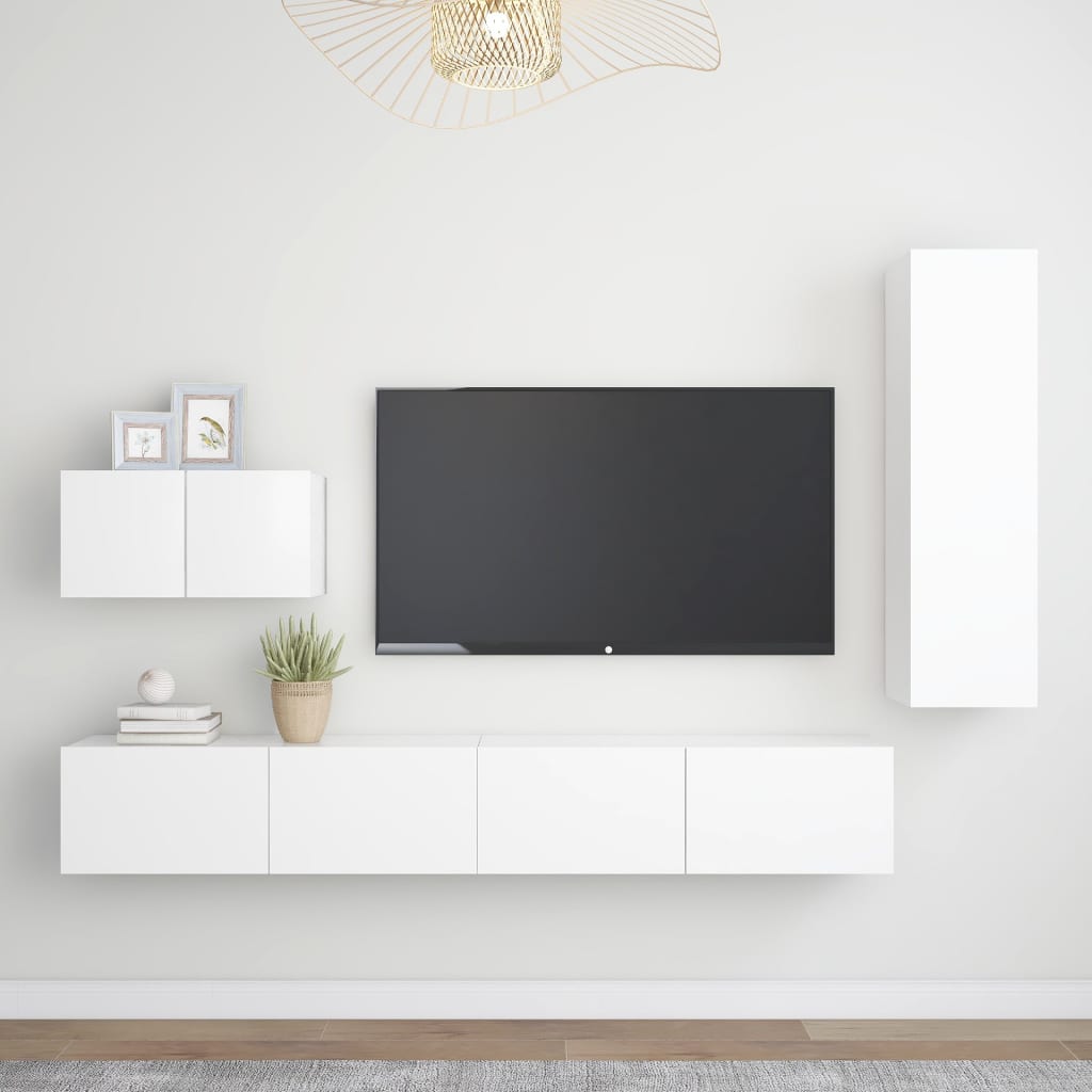 vidaXL TV Cabinet Set | White | Engineered wood | TV Cabinet Set | Rectangular