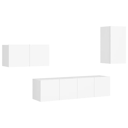 vidaXL 4 Piece TV Cabinet Set White Engineered Wood
