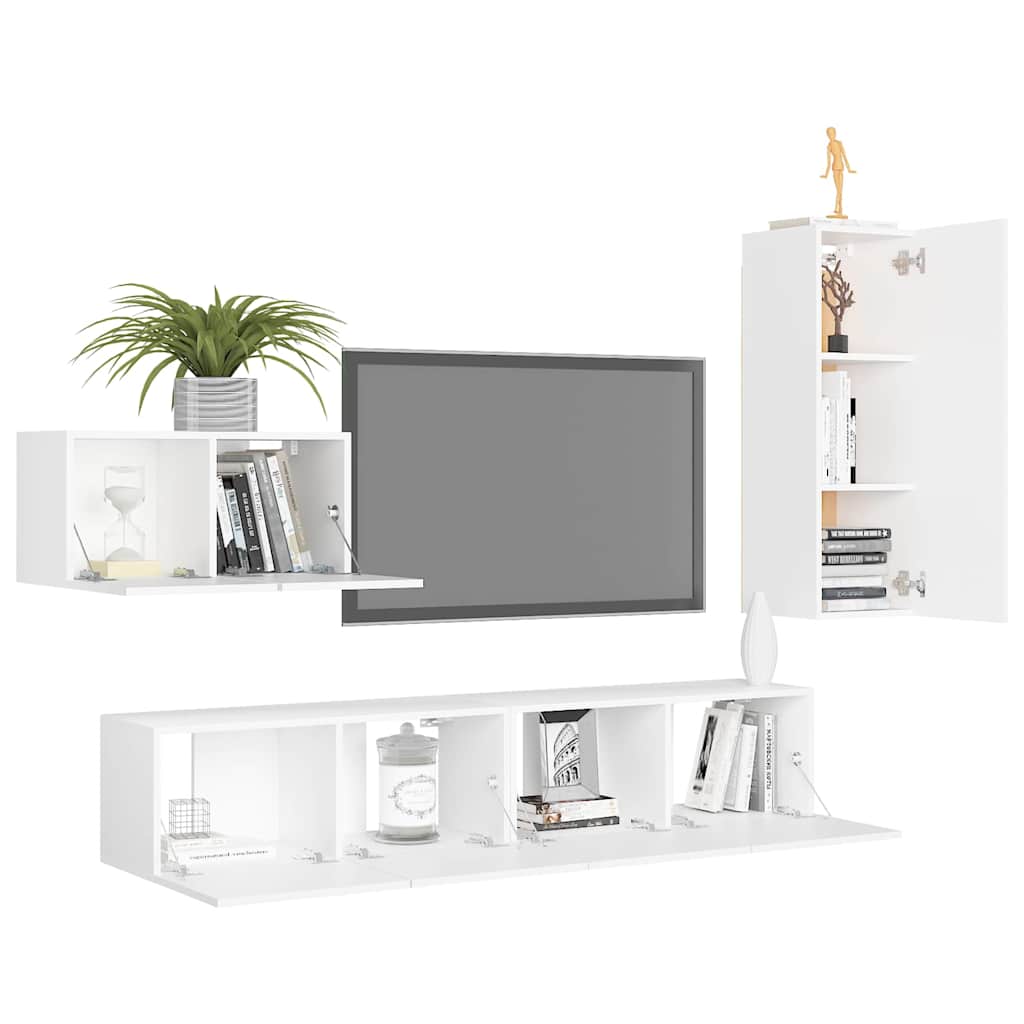 vidaXL TV Cabinet Set | White | Engineered wood | Medium | TV Cabinet Set