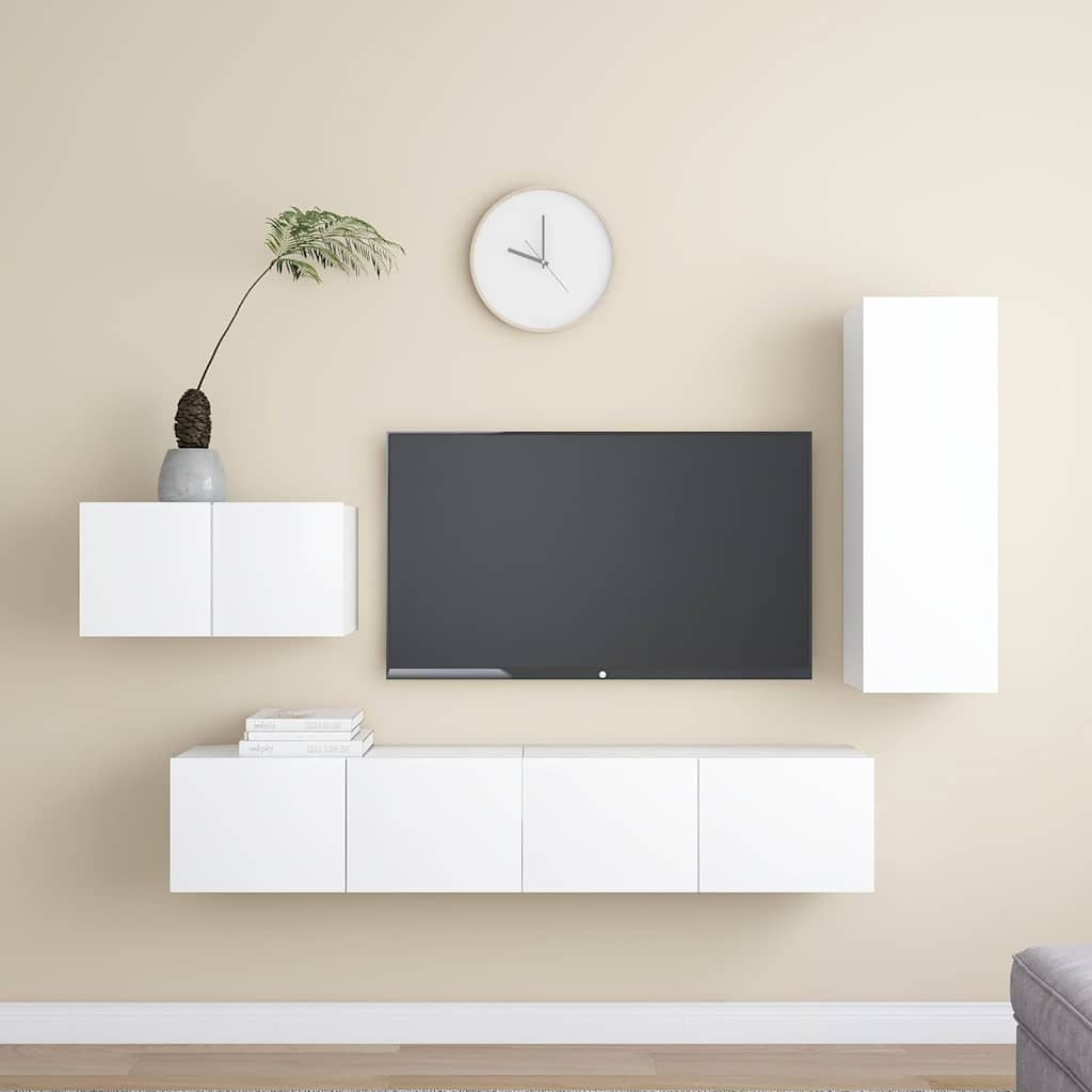 vidaXL TV Cabinet Set | White | Engineered wood | Medium | TV Cabinet Set