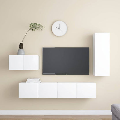 vidaXL TV Cabinet Set | White | Engineered wood | Medium | TV Cabinet Set