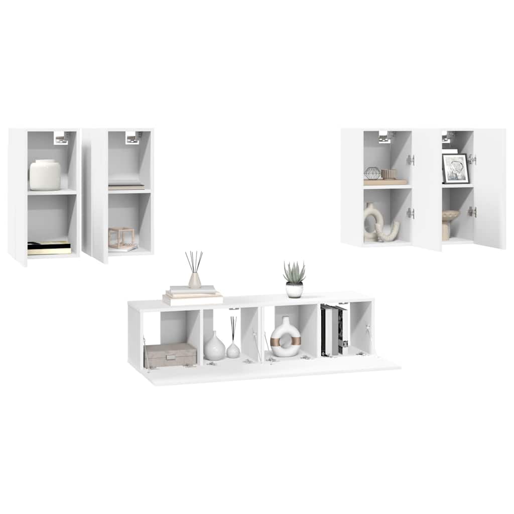 vidaXL 6 Piece TV Cabinet Set White Engineered Wood